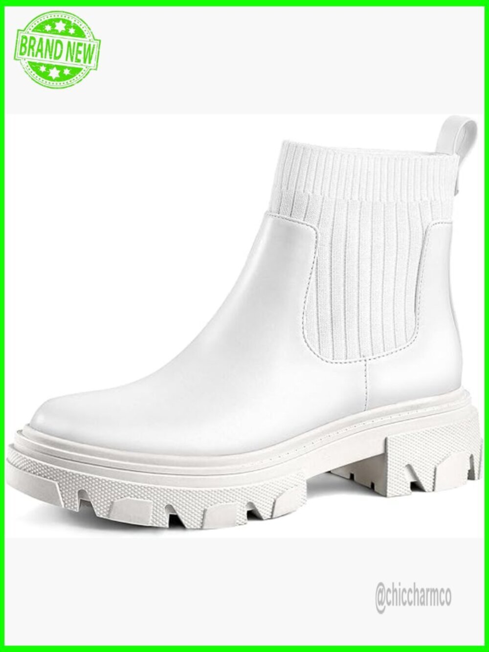 Fashion Chelsea Boots Platform Lug Sole Combat Casual Chunky Heel Ankle Booties